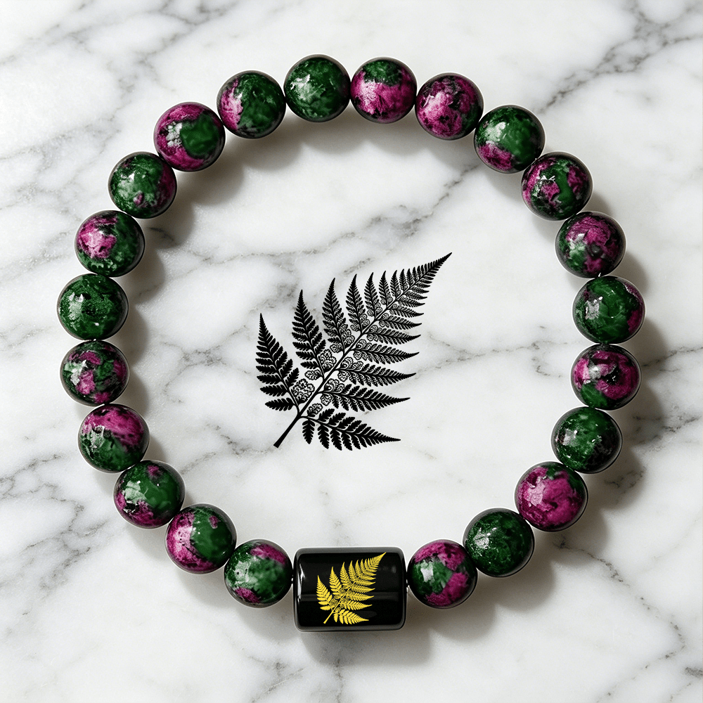 Beaded Bracelet with Fern Leaf Pattern, Boho Style